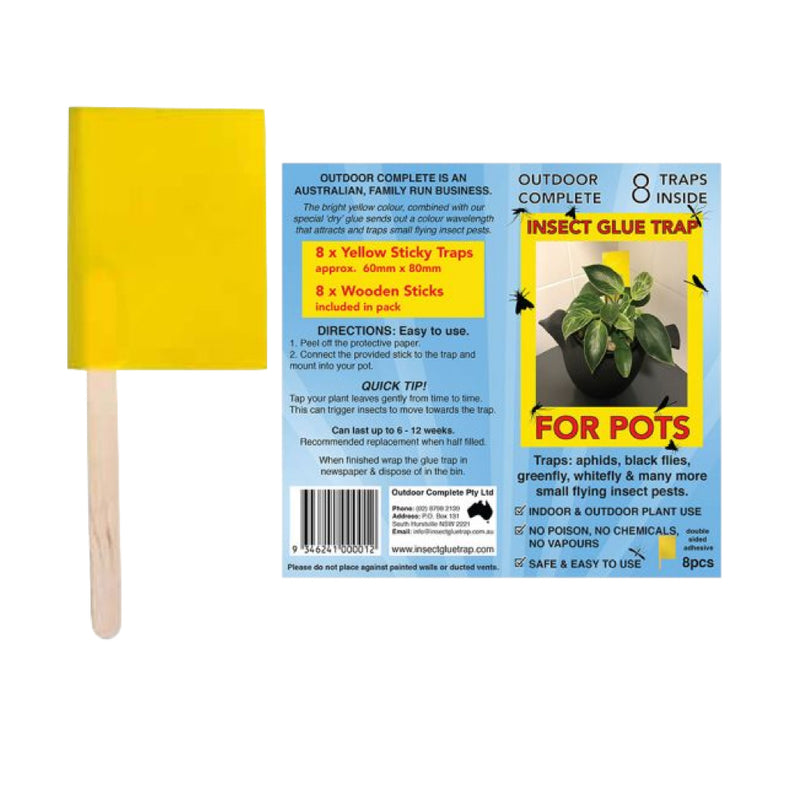 Yellow Sticky Flags - Insect Glue Traps 8 Pack